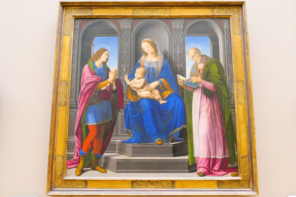 ルーヴル美術館（Musée du Louvre）聖ユリアヌスと聖ニコラウスに囲まれた聖母子（La Vierge et l'Enfant entourés de saint Julien et de saint Nicolas de Myre）